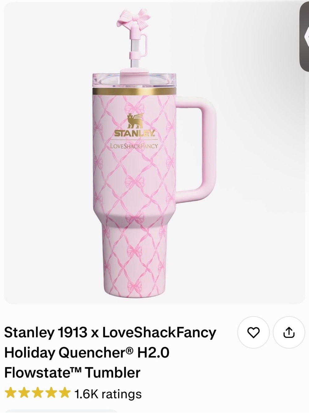 Stanley 1913 x LoveShackFancy Holiday Quencher® H2.0 Flowstate™ Tumbler